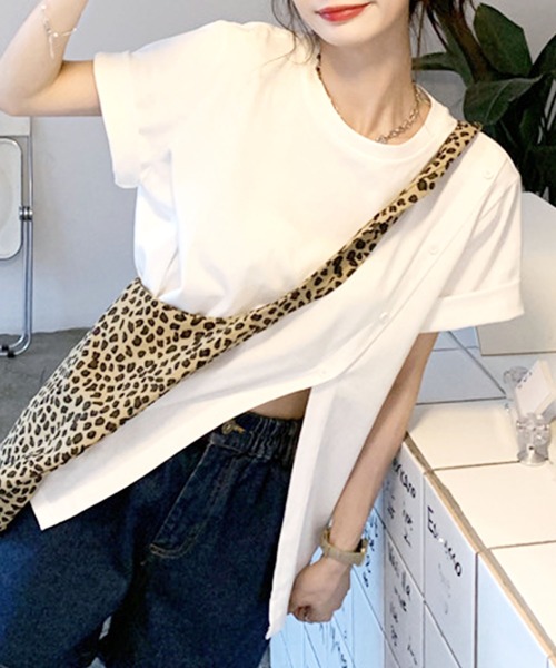 Amulet（アミュレット）の「アシンメトリースリットTシャツ（Tシャツ/カットソー・レディース・ホワイト/グリーン/ブラック・L/M/XL）」の4枚目の写真