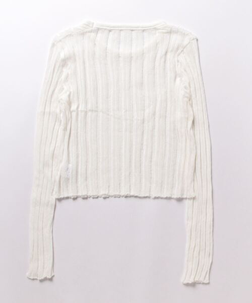 ホワイト長袖セーター・グレー袖 25SS】WOMEN Premium Cotton ボーダー 長袖セーター グレー