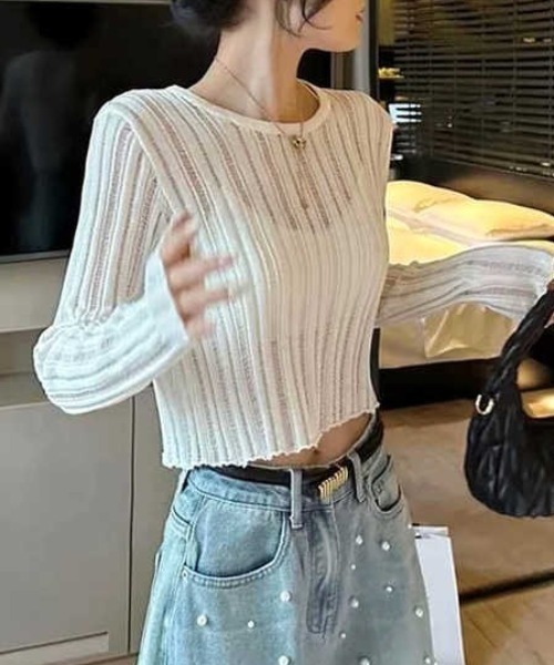 Aveniretoile◆ニット・セーター(薄手)/38/レーヨン/BLK/無地/s743-013 DESHENG (デシェン) カシミヤ100％ 12G 無地 Vネック セーター
