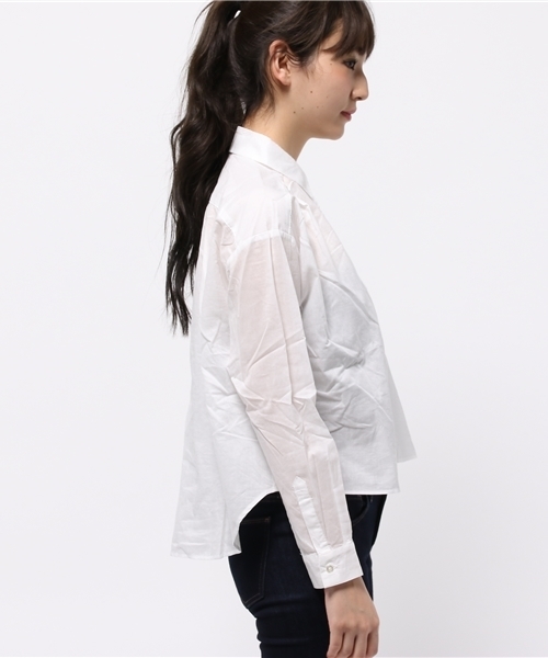 earth music&ecology（アースミュージックアンドエコロジー）の「ショートタックシャツ（シャツ/ブラウス・レディース・ブルー/ホワイト・FREE）」の4枚目の写真