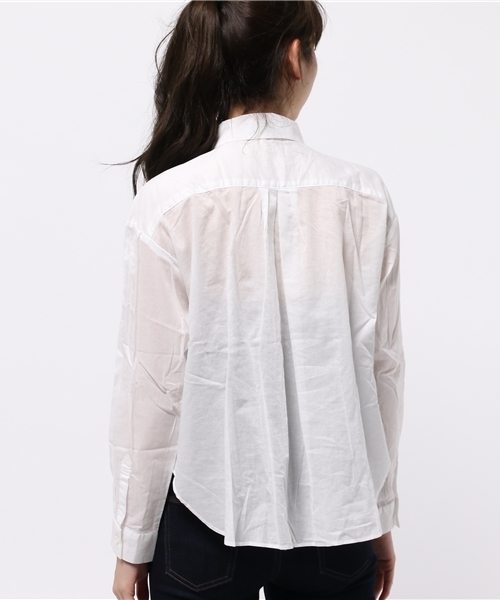 earth music&ecology（アースミュージックアンドエコロジー）の「ショートタックシャツ（シャツ/ブラウス・レディース・ブルー/ホワイト・FREE）」の5枚目の写真