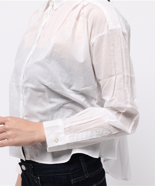 earth music&ecology（アースミュージックアンドエコロジー）の「ショートタックシャツ（シャツ/ブラウス・レディース・ブルー/ホワイト・FREE）」の7枚目の写真