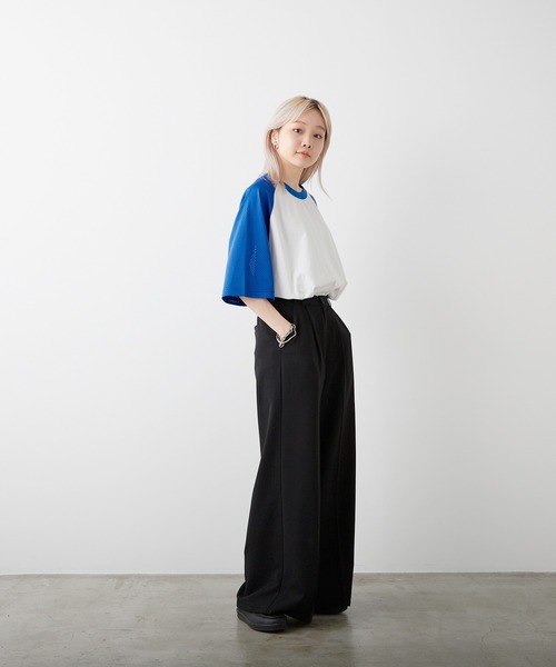 WHIMSIC(ウィムジック)の「【UNISEX】メッシュスリーブベースボールTシャツ(Tシャツ/カットソー・メンズ・ホワイト系その他/グレー/ホワイト系その他2・FREE)」の6枚目の写真