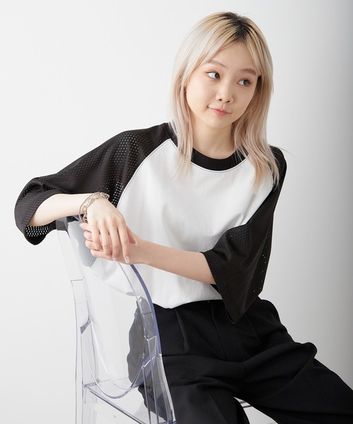 WHIMSIC(ウィムジック)の「【UNISEX】メッシュスリーブベースボールTシャツ(Tシャツ/カットソー・メンズ・ホワイト系その他/グレー/ホワイト系その他2・FREE)」の20枚目の写真