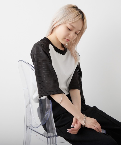 WHIMSIC(ウィムジック)の「【UNISEX】メッシュスリーブベースボールTシャツ(Tシャツ/カットソー・メンズ・ホワイト系その他/グレー/ホワイト系その他2・FREE)」の21枚目の写真