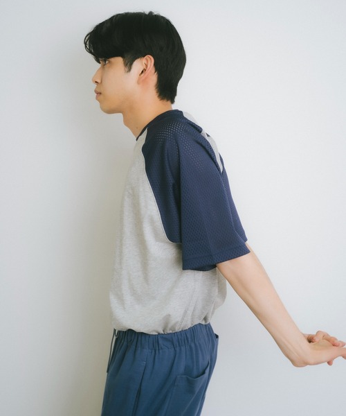 WHIMSIC(ウィムジック)の「【UNISEX】メッシュスリーブベースボールTシャツ(Tシャツ/カットソー・メンズ・ホワイト系その他/グレー/ホワイト系その他2・FREE)」の4枚目の写真