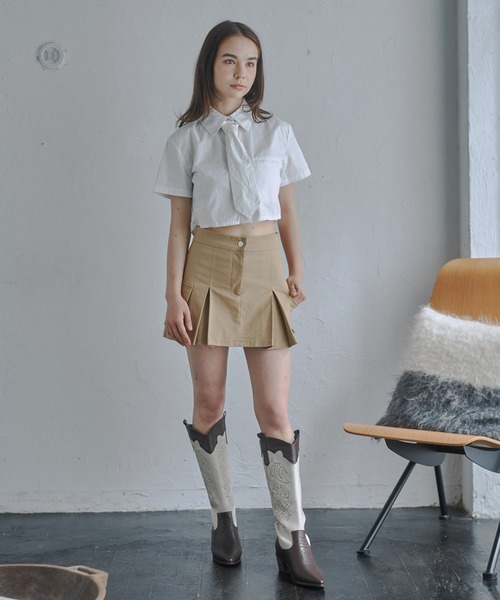 Ado×HARA シシュウネクタイショートシャツ 受注発注品 Ado × HARE(アド × ハレ) embroidered tie short shirt シシュウ