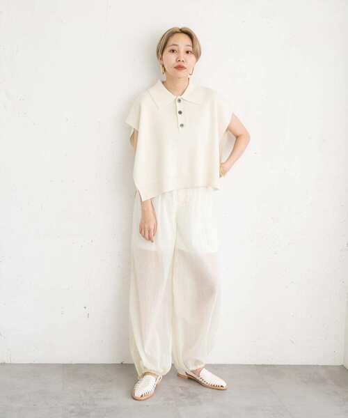 KBF（ケイビーエフ）の「シアードロストヘムパンツ（その他パンツ・レディース・アイボリー/レッド系その他・ONE）」の5枚目の写真