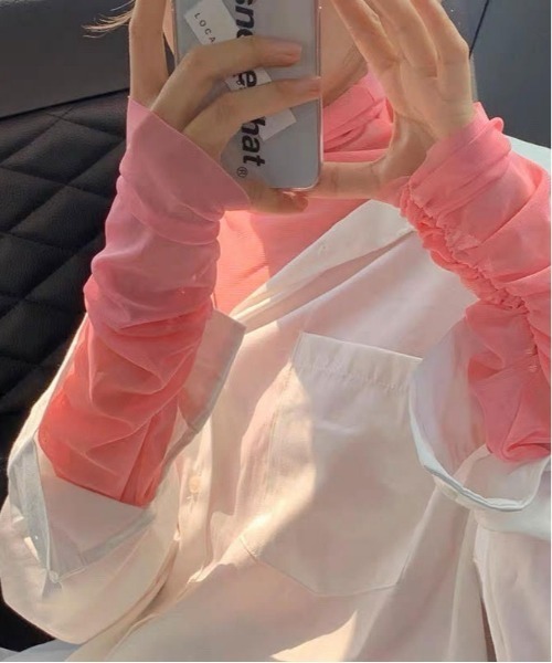 i-dare（アイディア）の「【i-dare】シースルー シアーハイネック タートル トップス（Tシャツ/カットソー・レディース・イエロー/グリーン/ピンク/ホワイト/ブラック/ブルー・FREE）」の6枚目の写真