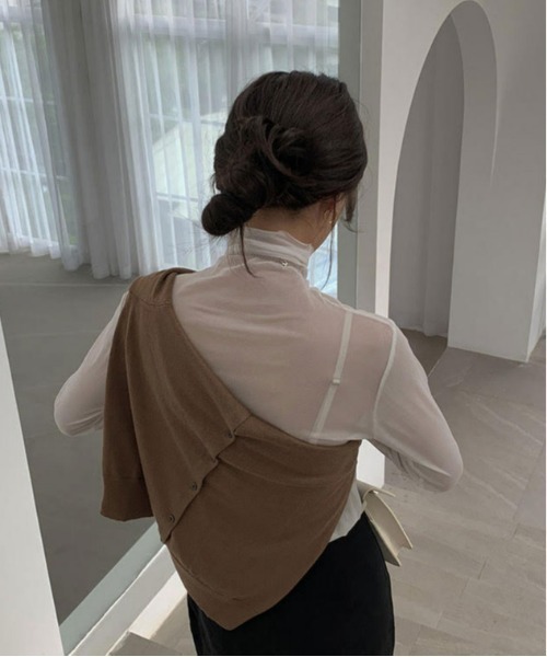 i-dare（アイディア）の「【i-dare】シースルー シアーハイネック タートル トップス（Tシャツ/カットソー・レディース・イエロー/グリーン/ピンク/ホワイト/ブラック/ブルー・FREE）」の7枚目の写真