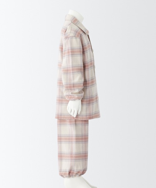無印良品／XL／脇に縫い目のない／ピンクチェックとブルー2点フランネルパジャマ セール】脇に縫い目のない フランネルパジャマ（ルームウェア