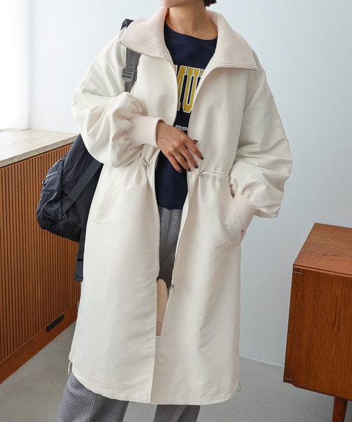 andme（アンドミー）の「ボリューム袖2wayスタンドカラーコート（その他アウター・レディース・ブラック/アイボリー/カーキ・M）」の9枚目の写真