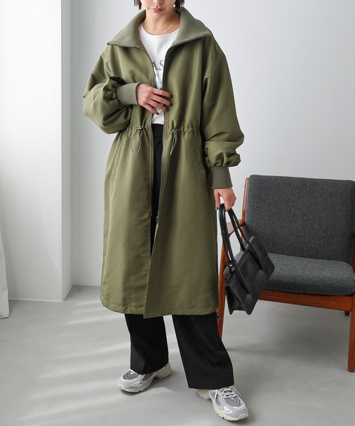 andme（アンドミー）の「ボリューム袖2wayスタンドカラーコート（その他アウター・レディース・ブラック/アイボリー/カーキ・M）」の7枚目の写真