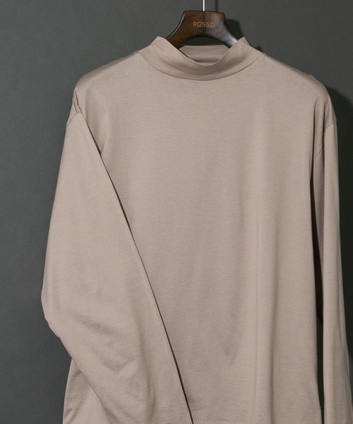 URBAN RESEARCH ROSSO MEN(アーバンリサーチロッソメン)の「『XLサイズあり』JAPAN FABRICロングスリーブモックTシャツ(Tシャツ/カットソー・メンズ・シルバー/ベージュ系その他/ブラック/ホワイト・MEDIUM/X-LARGE/LARGE)」の1枚目の写真