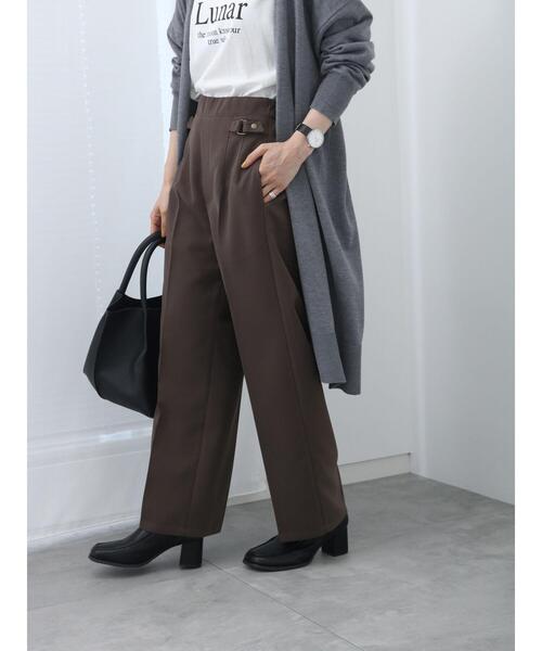 Samansa Mos2 blue（サマンサモスモスブルー）の「サイドベルトハイウエストパンツ（その他パンツ・レディース・ブラウン/グリーン/チャコールグレー・F）」の21枚目の写真