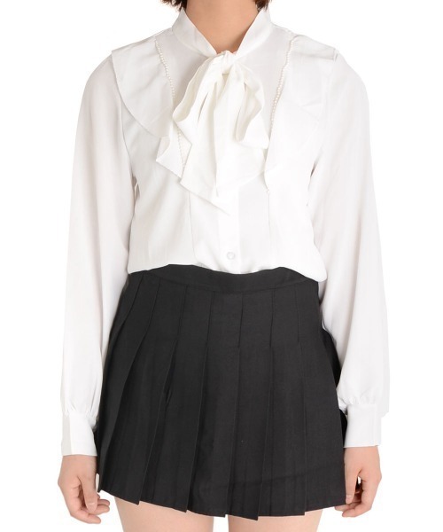 urge:(アージコロン )の「【URGE:】パール ビジュー付き リボンブラウス(シャツ/ブラウス・レディース・ホワイト・MEDIUM/LARGE)」の7枚目の写真