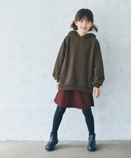 coca(coca)(コカ)の「キッズ 親子お揃いふわりーコクーンラグランパーカー(パーカー・キッズ・ダークブラウン/グレー/ブラック・110/120/130/140)」の8枚目の写真