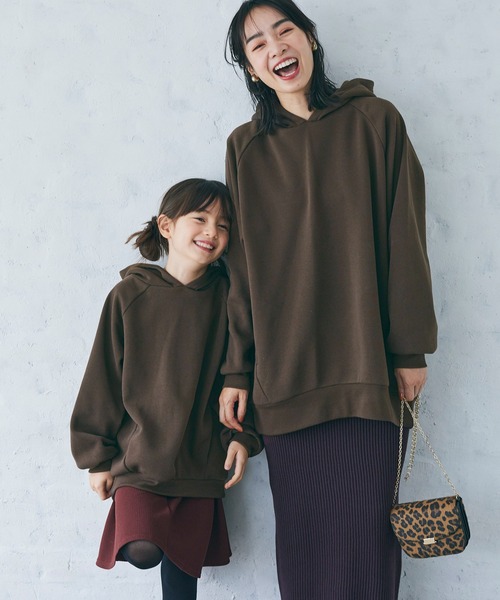 coca(coca)(コカ)の「キッズ 親子お揃いふわりーコクーンラグランパーカー(パーカー・キッズ・ダークブラウン/グレー/ブラック・110/120/130/140)」の11枚目の写真