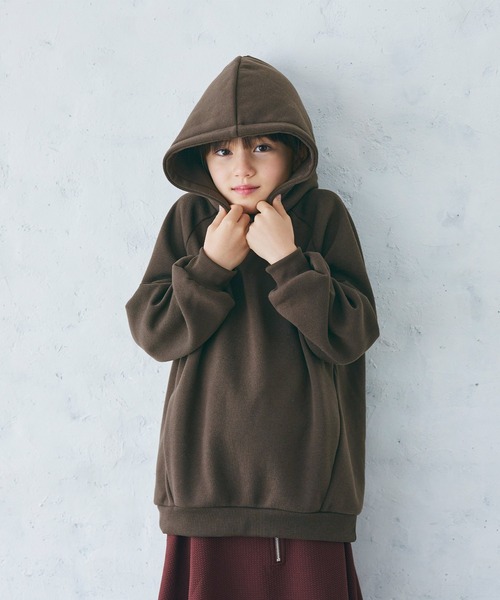 coca(coca)(コカ)の「キッズ 親子お揃いふわりーコクーンラグランパーカー(パーカー・キッズ・ダークブラウン/グレー/ブラック・110/120/130/140)」の9枚目の写真