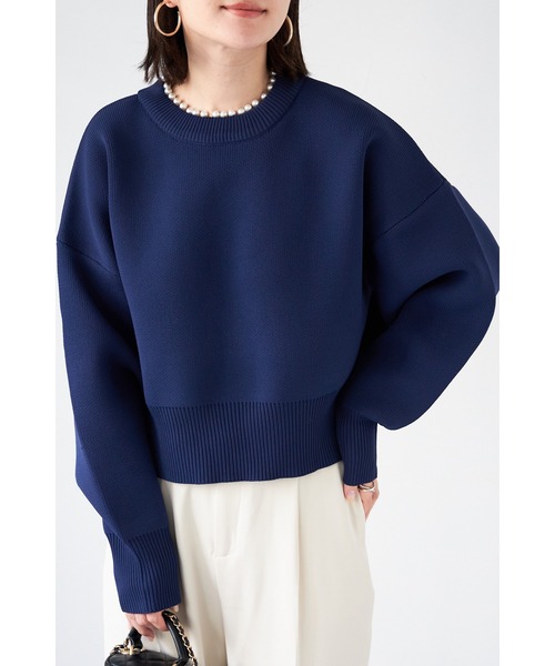 &. NOSTALGIA（アンドドットノスタルジア）の「【ZOZO限定】パールネックダイバーニットプルオーバー（ニット/セーター・レディース・ネイビー/アイボリー/グレー/ブラック・FREE）」の4枚目の写真