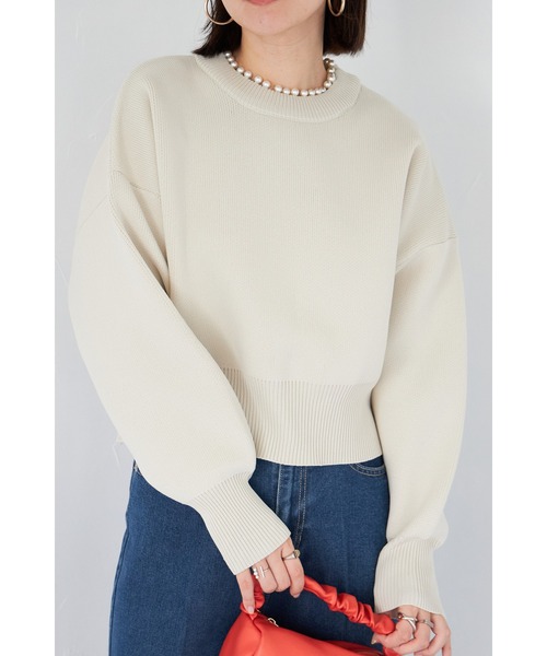 &. NOSTALGIA（アンドドットノスタルジア）の「【ZOZO限定】パールネックダイバーニットプルオーバー（ニット/セーター・レディース・ネイビー/アイボリー/グレー/ブラック・FREE）」の19枚目の写真