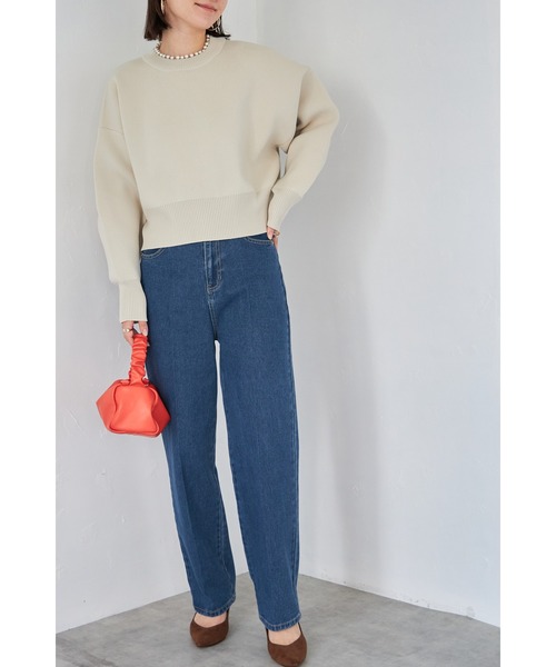 &. NOSTALGIA（アンドドットノスタルジア）の「【ZOZO限定】パールネックダイバーニットプルオーバー（ニット/セーター・レディース・ネイビー/アイボリー/グレー/ブラック・FREE）」の9枚目の写真