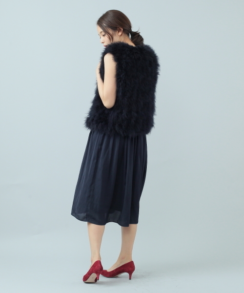 ELFORBR（エルフォーブル）の「サテンミドル丈ワンピース15（ワンピース・レディース・ネイビー/キャメル・36/38）」の15枚目の写真