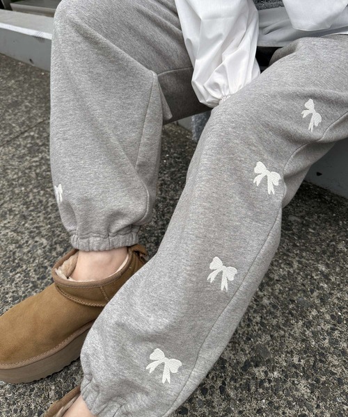 Alley by w closet（アリーバイダブルクローゼット）の「【Alley】リボン刺繍スウェットパンツ（スウェットパンツ・レディース・オートミール/グレー・FREE）」の13枚目の写真