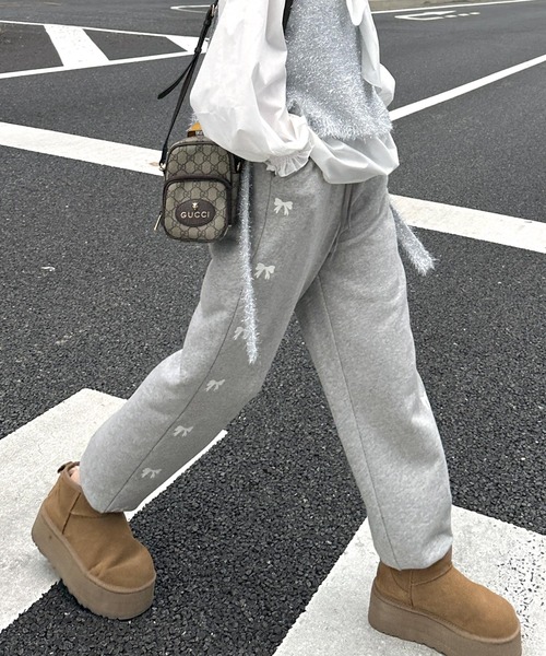 Alley by w closet（アリーバイダブルクローゼット）の「【Alley】リボン刺繍スウェットパンツ（スウェットパンツ・レディース・オートミール/グレー・FREE）」の15枚目の写真