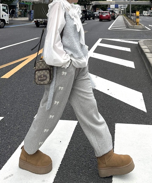 Alley by w closet（アリーバイダブルクローゼット）の「【Alley】リボン刺繍スウェットパンツ（スウェットパンツ・レディース・オートミール/グレー・FREE）」の16枚目の写真