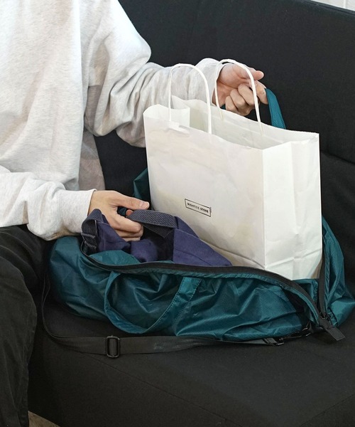 Nahe(ネーエ)の「nahe ネーエ パッカブルバッグ ショルダー エコバッグ 折りたたみ 軽量 防水(エコバッグ/サブバッグ・メンズ・ターコイズブルー/ブラック・FREE)」の19枚目の写真