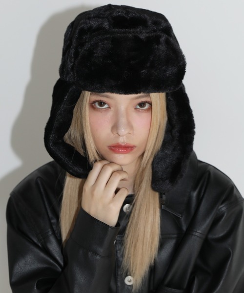 DSQUARED2 フェイクファー　フライトキャップ　ロゴワッペン DAY CLOSET キャップ 帽子 レディース メンズライクフェイク