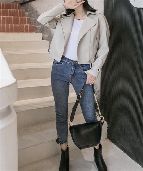 Dream garden（ドリームガーデン）の「レディース PUレザーライダースジャケット（ライダースジャケット・レディース・ピンク/アイボリー/ブラック・M/XL/L）」の17枚目の写真