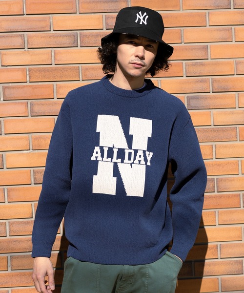 BAYFLOW（ベイフロー）の「HAPPYニットプルオーバー（ニット/セーター・メンズ・ライトブルー/ブラック/ネイビー/ベージュ/ピンク/オレンジ/グリーン/オフホワイト/ネイビー系/ベージュ系/ホワイト系・MEDIUM/LARGE）」の9枚目の写真