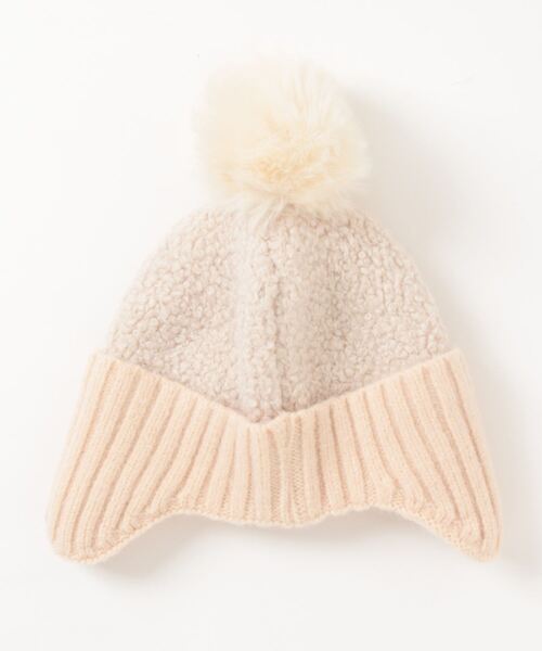 Bambin（ボンバン）の「【 Bambin / ボンバン 】 耳当て付き ポンポン ニット帽（ニットキャップ/ビーニー・キッズ・ピンク/アイボリー/ブルー/ベージュ/ブラウン/イエロー/ブラック/ホワイト系その他/ブラック系その他/ピンク系その他/ブラウン系その他/ベージュ系その他/オレンジ/レッド/ホワイト系その他2/イエロー系その他・FREE）」の18枚目の写真