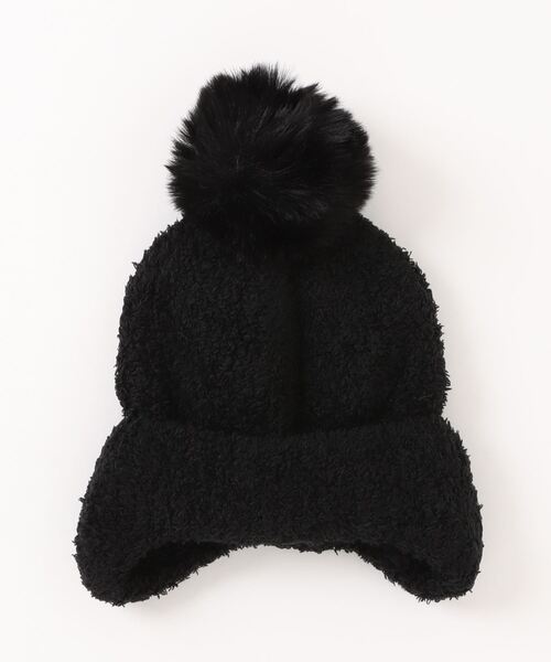 Bambin（ボンバン）の「【 Bambin / ボンバン 】 耳当て付き ポンポン ニット帽（ニットキャップ/ビーニー・キッズ・ピンク/アイボリー/ブルー/ベージュ/ブラウン/イエロー/ブラック/ホワイト系その他/ブラック系その他/ピンク系その他/ブラウン系その他/ベージュ系その他/オレンジ/レッド/ホワイト系その他2/イエロー系その他・FREE）」の19枚目の写真