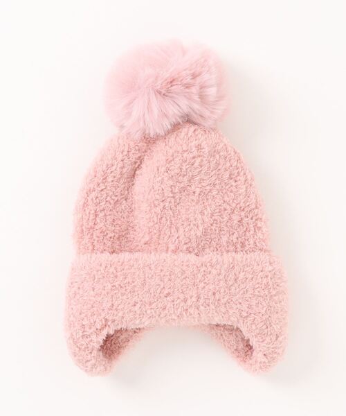 Bambin（ボンバン）の「【 Bambin / ボンバン 】 耳当て付き ポンポン ニット帽（ニットキャップ/ビーニー・キッズ・ピンク/アイボリー/ブルー/ベージュ/ブラウン/イエロー/ブラック/ホワイト系その他/ブラック系その他/ピンク系その他/ブラウン系その他/ベージュ系その他/オレンジ/レッド/ホワイト系その他2/イエロー系その他・FREE）」の20枚目の写真