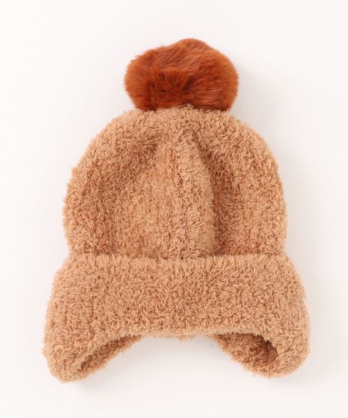 Bambin（ボンバン）の「【 Bambin / ボンバン 】 耳当て付き ポンポン ニット帽（ニットキャップ/ビーニー・キッズ・ピンク/アイボリー/ブルー/ベージュ/ブラウン/イエロー/ブラック/ホワイト系その他/ブラック系その他/ピンク系その他/ブラウン系その他/ベージュ系その他/オレンジ/レッド/ホワイト系その他2/イエロー系その他・FREE）」の22枚目の写真