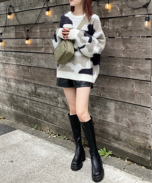 one way（ワンウェイ）の「マーブルシャギーニット（ニット/セーター・レディース・ピンク/ダークブルー/イエロー・FREE）」の7枚目の写真