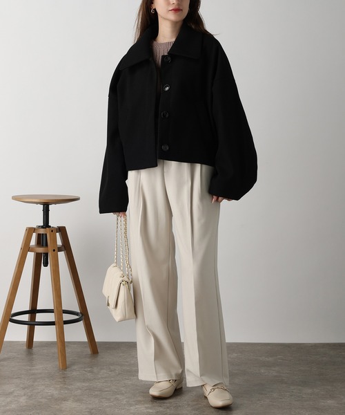 acro(アクロ)の「フェイクウールコクーンショートコート/AC3835(その他アウター・レディース・ブラック/アイボリー/ホワイト・フリ-)」の21枚目の写真