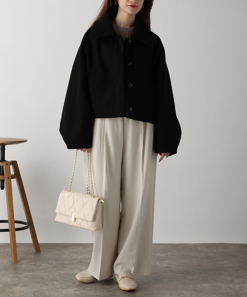 acro(アクロ)の「フェイクウールコクーンショートコート/AC3835(その他アウター・レディース・ブラック/アイボリー/ホワイト・フリ-)」の22枚目の写真