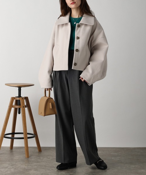 acro(アクロ)の「フェイクウールコクーンショートコート/AC3835(その他アウター・レディース・ブラック/アイボリー/ホワイト・フリ-)」の15枚目の写真