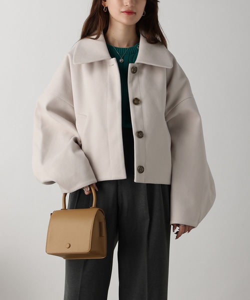 acro(アクロ)の「フェイクウールコクーンショートコート/AC3835(その他アウター・レディース・ブラック/アイボリー/ホワイト・フリ-)」の12枚目の写真