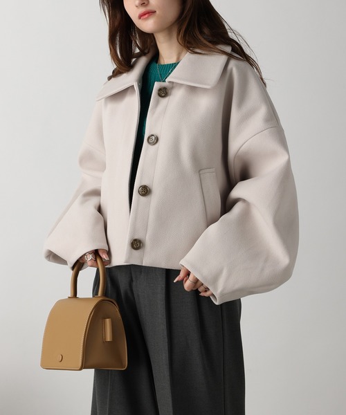 acro(アクロ)の「フェイクウールコクーンショートコート/AC3835(その他アウター・レディース・ブラック/アイボリー/ホワイト・フリ-)」の13枚目の写真