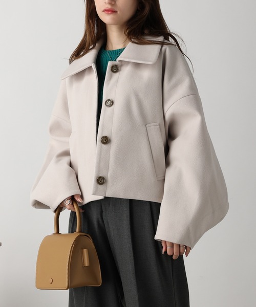 acro(アクロ)の「フェイクウールコクーンショートコート/AC3835(その他アウター・レディース・ブラック/アイボリー/ホワイト・フリ-)」の14枚目の写真