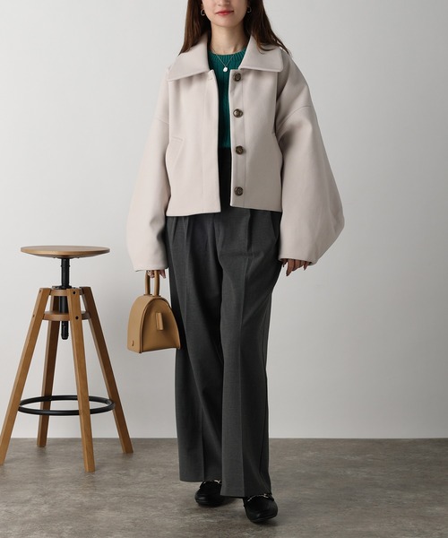 acro(アクロ)の「フェイクウールコクーンショートコート/AC3835(その他アウター・レディース・ブラック/アイボリー/ホワイト・フリ-)」の17枚目の写真