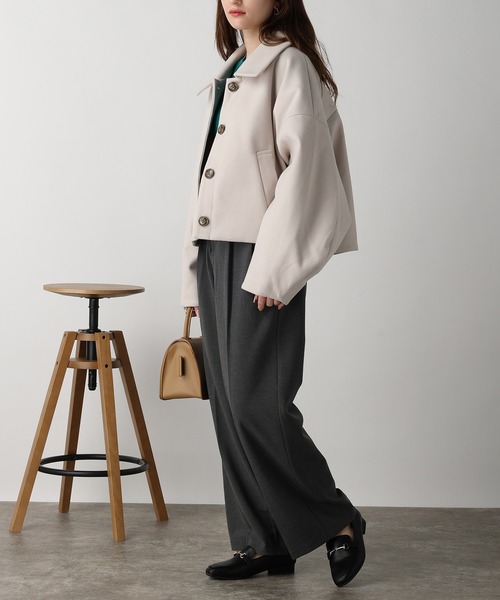 acro(アクロ)の「フェイクウールコクーンショートコート/AC3835(その他アウター・レディース・ブラック/アイボリー/ホワイト・フリ-)」の16枚目の写真