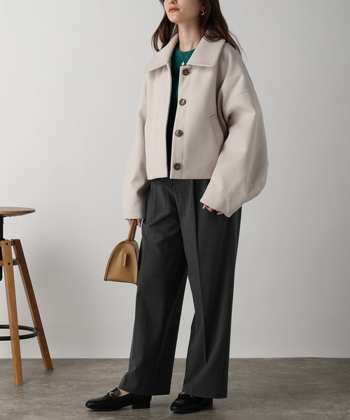 acro(アクロ)の「フェイクウールコクーンショートコート/AC3835(その他アウター・レディース・ブラック/アイボリー/ホワイト・フリ-)」の18枚目の写真