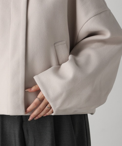 acro(アクロ)の「フェイクウールコクーンショートコート/AC3835(その他アウター・レディース・ブラック/アイボリー/ホワイト・フリ-)」の9枚目の写真