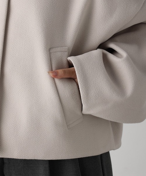 acro(アクロ)の「フェイクウールコクーンショートコート/AC3835(その他アウター・レディース・ブラック/アイボリー/ホワイト・フリ-)」の10枚目の写真